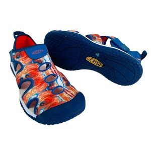 Keen Stingray Closed Toe Water Sandals Blue/Orange Pattern Size 5